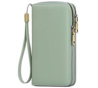 Wallet for Women Clutch RFID Blocking Leather Wristlet Purse Large Capacity Credit Card Holder with Grip Hand Strap, A10 Light Green-type2, One Size