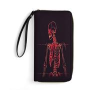 Wallet Human Skeleton Lines Printed Leather Wallets Card Holder With Wrist Strap Suitable for Both Men And Women, Human Skeleton Lines, 7.8 x 4.1 x 1 inches, Modern