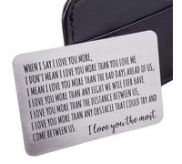 Wallet Insert Card Anniversary Wedding Gifts for Men Husband from Wife Girlfriend Boyfriend Birthday Gifts Metal Mini Love Note Valentine Wedding Gifts for Groom Bride Him Her Deployment Gifts