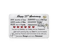 Wallet Insert Card Wedding Anniversary Happy Greeting Cards Romantic Love Appreciate Gifts Wife Husband Valentines Day Personalized Engraved Pocket Note Thank You Soulmate Keepsakes for Him Her (25th)