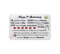Wallet Insert Card Wedding Anniversary Happy Greeting Cards Romantic Love Appreciate Gifts Wife Husband Valentines Day Personalized Engraved Pocket Note Thank You Soulmate Keepsakes for Him Her (3rd)