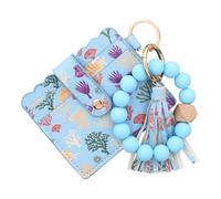 Wallet Keychain Wristlet for Women, Thin Credit Card Holder Purses Bangle Tassels Rings for Men Gift Wallet Wristlet for, Sky Blue, Mass Beauty