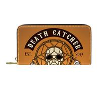 Wallet Leather Leather Zip Long Purse Colored Biker Skull Death Catcher