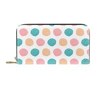 Wallet Leather Leather Zip Long Purse Colorful Doodle Dots Pattern-01