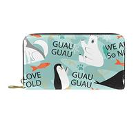 Wallet Leather Leather Zip Long Purse Colorful Doodle Polar Animals