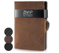 Wallet Leather Unisex Rfid Safe Slim Purse Card Holder Coin Case Compact Brown