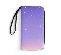 Wallet Light Purple Gradient Printed Leather Wallets Card Holder With Wrist Strap Suitable for Both Men And Women, Light Purple Gradient, 7.8 x 4.1 x 1 inches, Modern