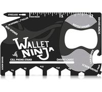 Wallet Ninja Multitool Card - 18 in 1 Credit Card Size Multi-Tool for Quick Repairs, EDC Survival Gear, Bottle Opener, Camping - Cool Gadget and Stocking Stuffer (Black)
