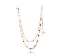 Wallet Pant Pearl Chains - Layered Jean Pocket Chain Keychain for Women Men - Cute Bag Purse Cross Charm, M, Metal, No Gemstone