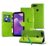 Wallet Phone Case Compatible with Motorola Moto E6 Kickstand Stand Case Leather Cover [Card Holder Slots] Magnetic Closure for Moto E6 / XT2005 [Green]