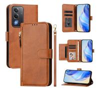 Wallet Phone Case Compatible With OPPO A5 5G/A3 PRO 5G Overseas/OPPO A3 PRO 5G Print/OPPO A80 5G Europe/OPPO K12X 5G,5 Card Holder Slots Zipper Pocket Case PU Leather Magnetic Flip Case,Brown
