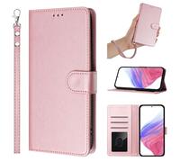 Wallet Phone Case Compatible with Realme 16 Pro 5G Durable PU Leather & Shock-Absorbing TPU Flip Cover with Card Slots, RFID Blocking, Kickstand and Wrist Strap(Pink)
