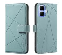 Wallet phone case for Infinix Smart 10, RFID anti-theft wallet, pressed edge leather case flip cover stand Green