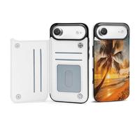 Wallet Phone Case for iPhone 17/Pro Max/Pro/Air with Credit Card Holder,Tropical Beach Palm Tree Sunsetprinted Personalised Slim TPU Leather Flip Case Compatible with iPhone 17 Series