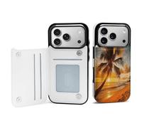 Wallet Phone Case for iPhone 17/Pro Max/Pro/Air with Credit Card Holder,Tropical Beach Palm Tree Sunsetprinted Personalised Slim TPU Leather Flip Case Compatible with iPhone 17 Series