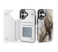 Wallet Phone Case for iPhone 17/Pro Max/Pro/Air with Credit Card Holder,Watercolor of Hawk Sittingprinted Personalised Slim TPU Leather Flip Case Compatible with iPhone 17 Series