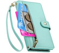 Wallet Phone Case for Oppo Find X9, 9 Card Holder Slots, Zipper Money Pocket Case with Wrist Strap for Oppo Find X9-06
