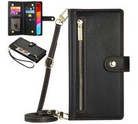 Wallet Phone Case for Oppo Find X9, 9 Card Holder Slots, Zipper Money Pocket Case with Wrist Strap for Oppo Find X9-07