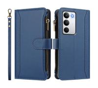Wallet Phone Case for OPPO REALME C71 4G Overseas with Strap Shockproof Premium Leather Flip Wallet Handbag Zip Purse 9 Card Slots Folio Flip Case,Dark Blue