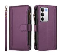 Wallet Phone Case for OPPO REALME C71 4G Overseas with Strap Shockproof Premium Leather Flip Wallet Handbag Zip Purse 9 Card Slots Folio Flip Case,violets