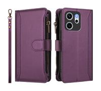 Wallet Phone Case for OPPO RENO 14F with Strap Shockproof Premium Leather Flip Wallet Handbag Zip Purse 9 Card Slots Folio Flip Case,violets