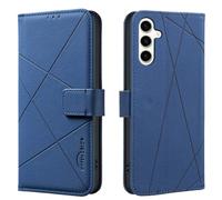 Wallet phone case for Samsung Galaxy S25 FE, RFID anti-theft wallet, pressed edge leather case flip cover stand Blue