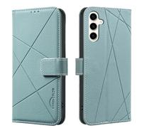 Wallet phone case for Samsung Galaxy S25 FE, RFID anti-theft wallet, pressed edge leather case flip cover stand Green