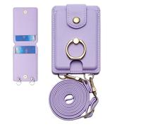 Wallet - Phone Wallet Stick On, Phone Wallet & Card Holder | Multipurpose 2 Card Slots Phone Pocket Holder with Stand and Detachable Lanyard Fits All Phones (Black, Gray, Blue, Pink, Purple, Orange)