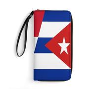 Wallet Pouch Half Dominican Republic Half Cuba Flag Women's Wallets Retro Style Genuine Leather Wallets Card Case Leather Wallet for Teacher, Evening Party, Mother