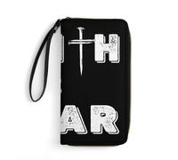 Wallet Pouch Jesus Faith Over Fear Genuine Leather Wallets Card Case Women's Wallets RFID Blocking Leather Wallet for Friend, Evening Party, Women