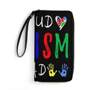 Wallet Pouch Proud Autism Dad Autism Awareness Gifts Handbags Colourful Leather Purse Microfiber Genuine Leather Wallets for Women, Girls, Girlfriend