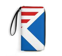Wallet Pouch USA America Scotland Scottish Flag Women's Wallets Retro Style Leather Wallet Soft Genuine Leather Wallets for Mother, Girls, Teacher