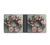 Wallet, Rose Garland Printed Leather Money Clip Mens Wallet,Extra Capacity Slim Bifold Wallet,Security Wallet,Thin & Stylish, Gift For Men, Rose Garland, One Size, 简约