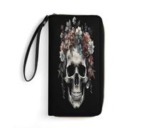 Wallet, Skull in Darkness Printed Wallet,large Capacity Travel Wallet,women Travel Wallet,adult Wallet, White, 19.7x10.5cm, Modern