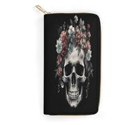 Wallet, Skull in Darkness Printed Wallet,large Capacity Travel Wallet,women Travel Wallet,adult Wallet, White, 19.7x10.5cm, Modern