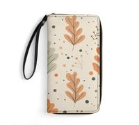 Wallet Small Oak Leaves Printed Leather Wallets Card Holder With Wrist Strap Suitable for Both Men And Women, Small Oak Leaves, 7.8 x 4.1 x 1 inches, Modern