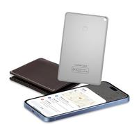 Wallet Tracker Card [Apple MFi Certified] Air Tracker Tag, 0.06in Rechargeable Smartcard Work with Apple Find My, Keys Finder and Item Locator for Passport, Bags, Laptop, EGray 1 Pack, iOS only