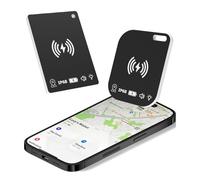 Wallet Tracker Card Rechargeable Tracking Card, Works with Apple Find My APP (iOS Only), IP68 Waterproof, for Luggage/Purses/Passports/Keys, Black, 2 Pack