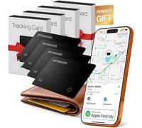 Wallet Tracker Tag 4-Pack - Works with Apple Find My Tracking Card for Wallet Apple MFI Certified Card Rechargeable IP68 Waterproof 0.07in Slim iPhone Item Finder Smartcard for Luggage Tags Purse Keys