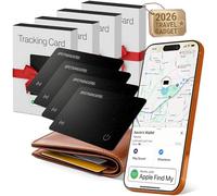 Wallet Tracker Tag 4-Pack - Works with Apple Find My Tracking Card for Wallet Apple MFI Certified Card Rechargeable IP68 Waterproof 0.07in Slim iPhone Item Finder Smartcard for Luggage Tags Purse Keys