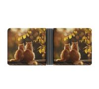 Wallet, Two Orange Cats Printed Leather Money Clip Mens Wallet,Extra Capacity Slim Bifold Wallet,Security Wallet,Thin & Stylish, Gift For Men, Two Orange Cats, One Size
