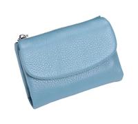 Wallet, Unisex Pebble Leather Wallet, 5.3in Short Genuine Leather Coin Card Holder, Soft Small (Blue)
