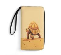 Wallet Walking in The Desert Printed Leather Wallets Card Holder With Wrist Strap Suitable for Both Men And Women, Walking in The Desert, 7.8 x 4.1 x 1 inches, Modern