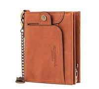 Wallet,Wallet for Men,Genuine Leather Wallet for,Genuine Leather Wallets for Men,RFID Blocking Cowhide Vintage Bifold Zipper Snap Closure Large Capacity with Anti-Theft Chain(Yellow)