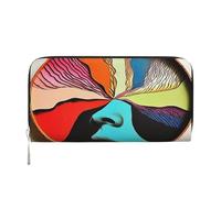 Wallet Wallet Money Clip Stylish For Mens Women Handbags, Pu Leather, Multiple Compartments, Ideal For Cash And Cards Abstract art, face in a disc, Black, One Size