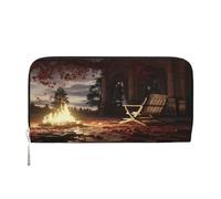 Wallet Wallet Money Clip Stylish For Mens Women Handbags, Pu Leather, Multiple Compartments, Ideal For Cash And Cards The fire pit in the destroyed library, Black, One Size