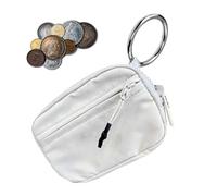 Wallet with Keychain, Small Wallet with Zipper, Card Holder with Zip and ID Window | with Keychain, Waterproof Nylon Key Chain Wallet for Women, for Going Shopping, White/Dark Grey , Consulte