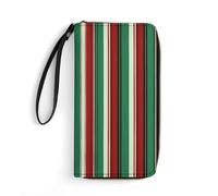 Wallet With Red And Green Printed Leather Wallets Card Holder With Wrist Strap Suitable for Both Men And Women, With Red And Green, 7.8 x 4.1 x 1 inches, Modern