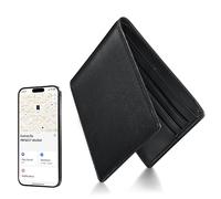 Wallet with Tracker for Men, Works with Apple Find My APP (iOS Only), Air Tag Wallet, Mens Smart Wallets with GPS Tracker,Bifold Leather RFID Blocking, Rechargeable Battery, Gift for Him, Black