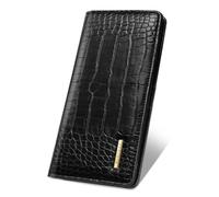 Wallet Women Bifold Faux Crocodile Leather Minimalist Slim Thin Long Wallets RFID Blocking Credit Cards Holder Purse with Back Zipper Coin Pocket for Women and Men,Black
